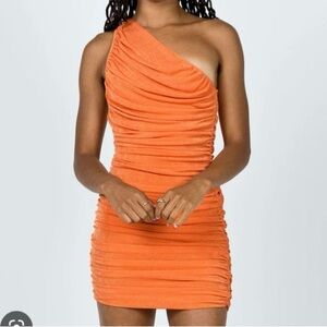 Princess Polly Bright Orange Ruched Mini Dress